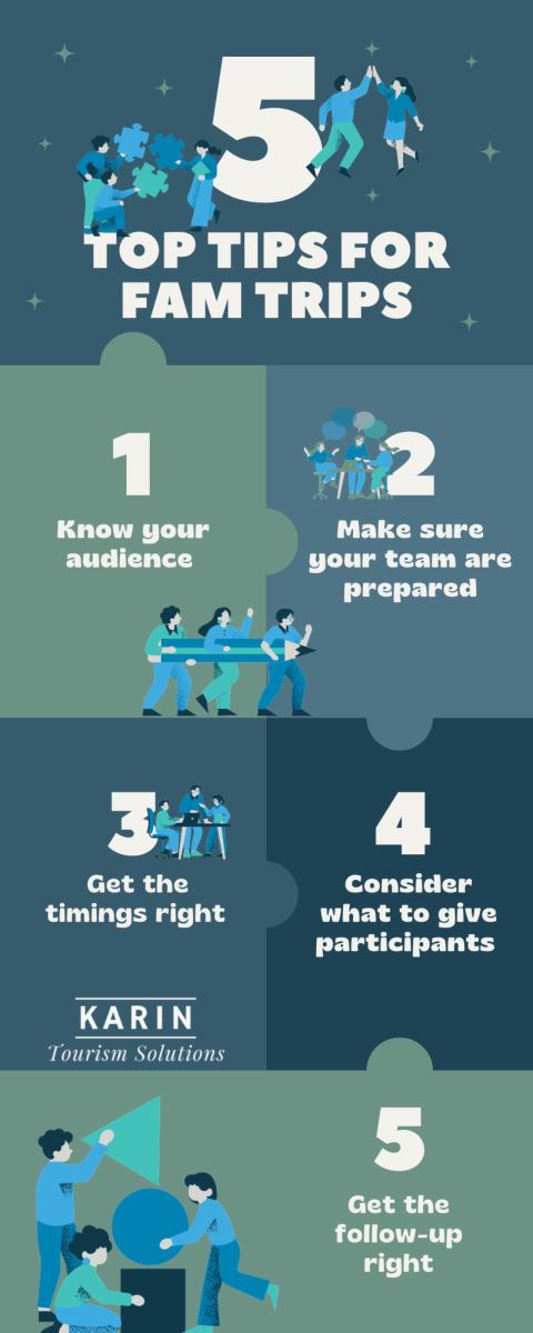5 top tips for a successful fam trip infographic (c) Karin Tourism Solutions